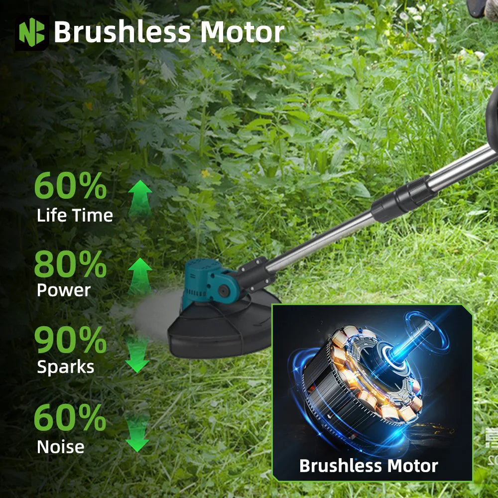 NEWBENY 9" Electric Grass Trimmer – Brushless, Powerful, Cordless