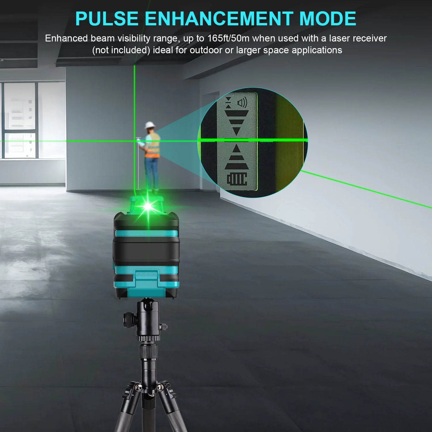 Kiprim Self-Leveling Laser – Green Beam, 360° Coverage