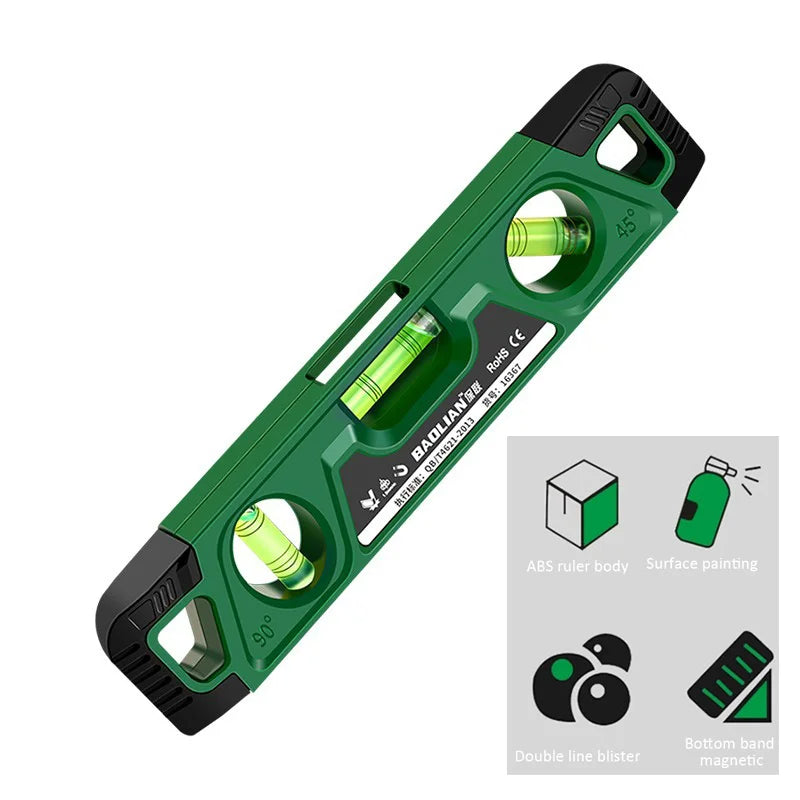Heavy-Duty Magnetic Level – Shockproof, 3 Angles (225mm)