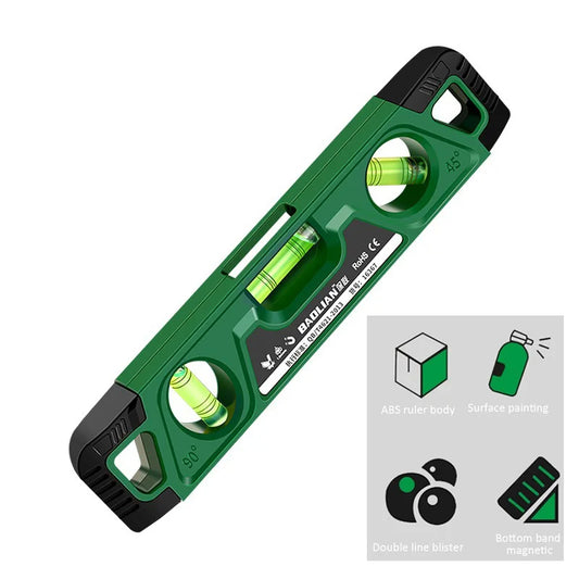 Heavy-Duty Magnetic Level – Shockproof, 3 Angles (225mm)