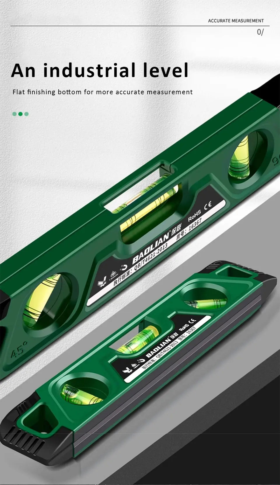 Heavy-Duty Magnetic Level – Shockproof, 3 Angles (225mm)