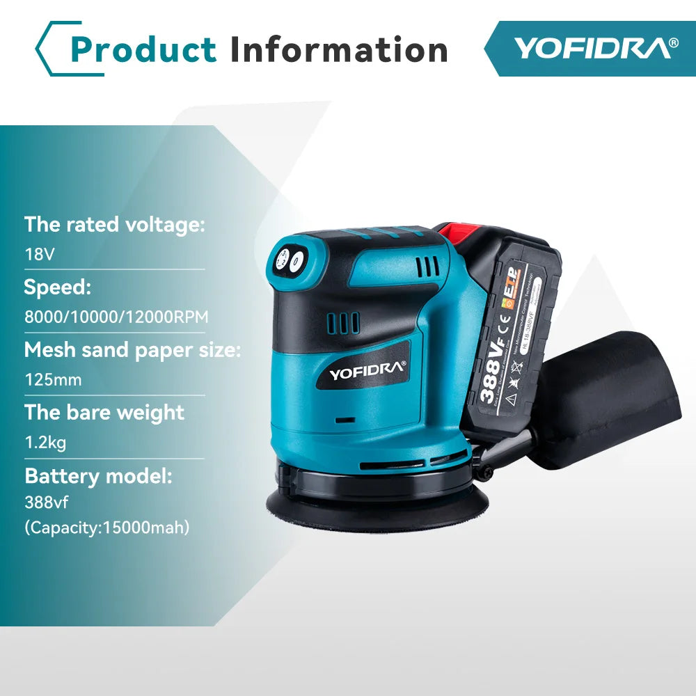YOFIDRA 5-Inch Cordless Orbital Sander