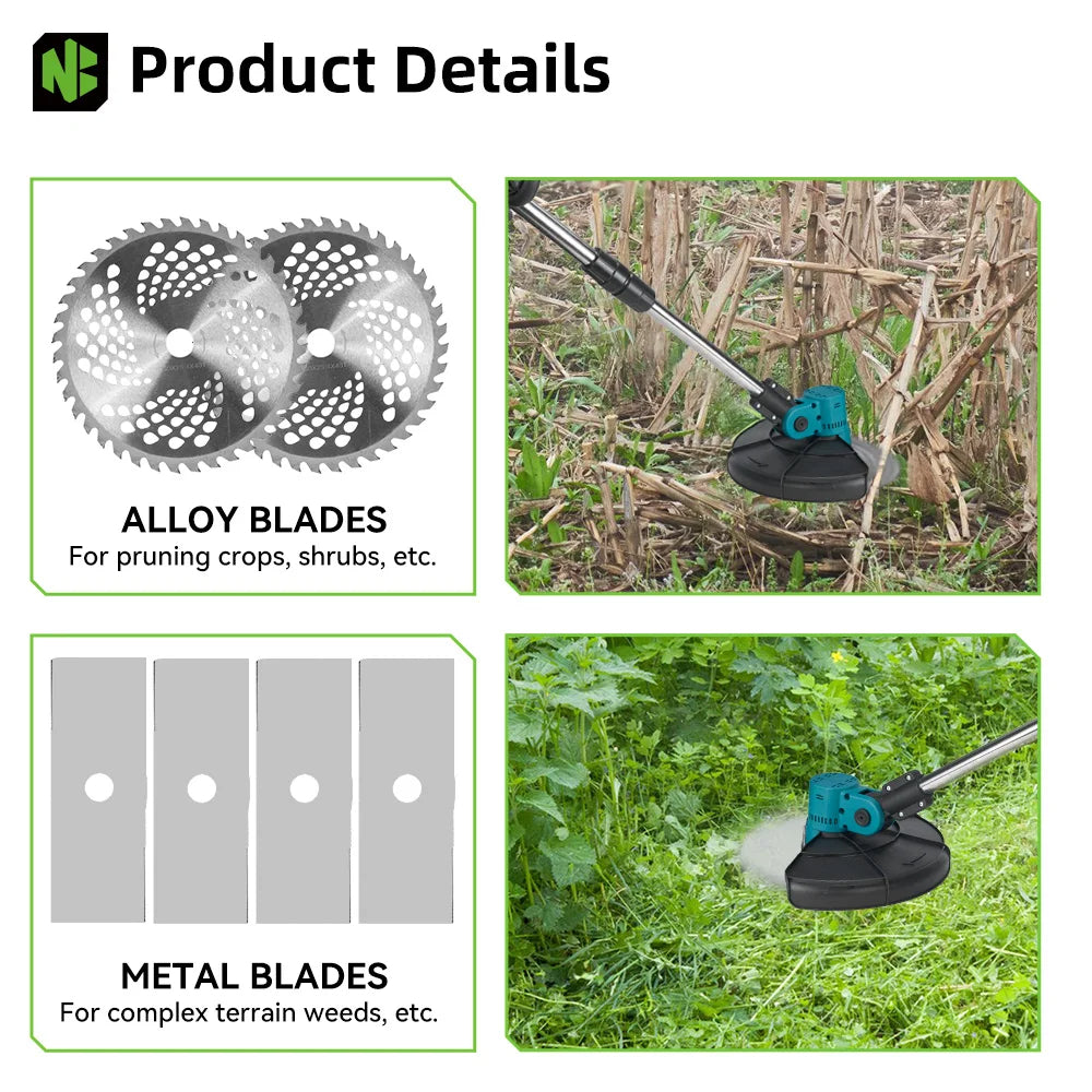 NEWBENY 9" Electric Grass Trimmer – Brushless, Powerful, Cordless