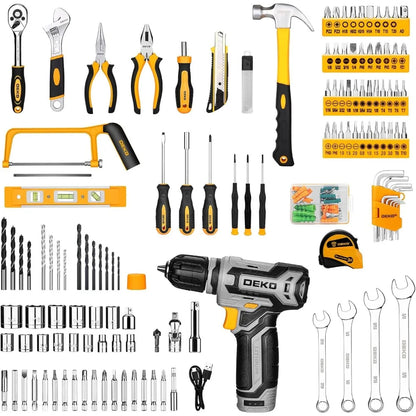 All-in-One Home Tool Kit with 12V Drill