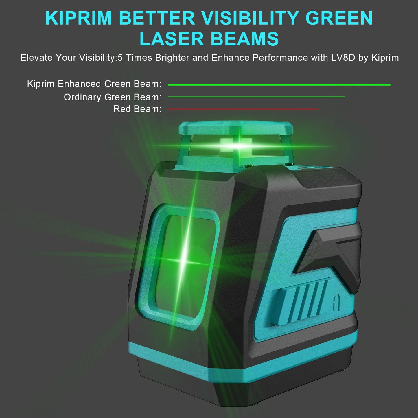 Kiprim Self-Leveling Laser – Green Beam, 360° Coverage