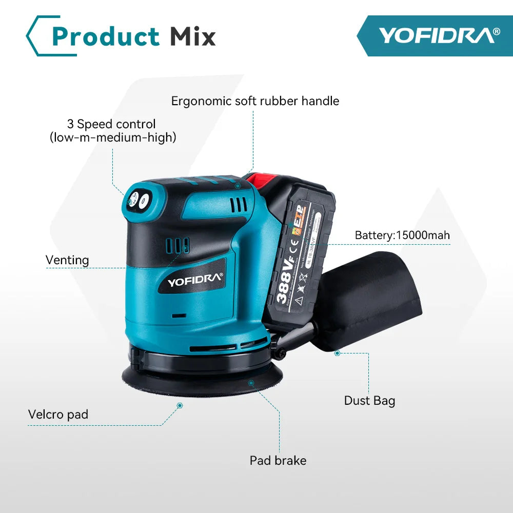 YOFIDRA 5-Inch Cordless Orbital Sander