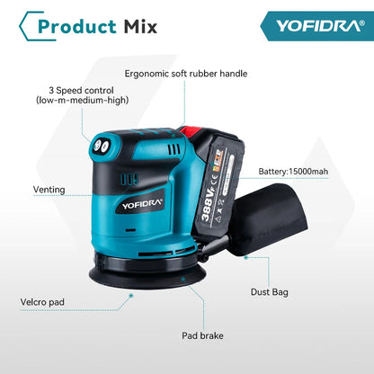 YOFIDRA 5-Inch Cordless Orbital Sander