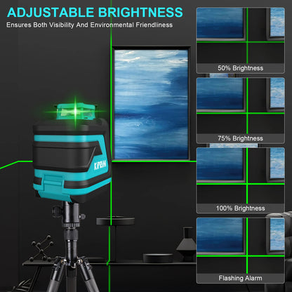 Kiprim Self-Leveling Laser – Green Beam, 360° Coverage