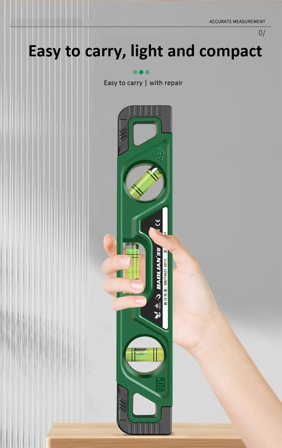 Heavy-Duty Magnetic Level – Shockproof, 3 Angles (225mm)