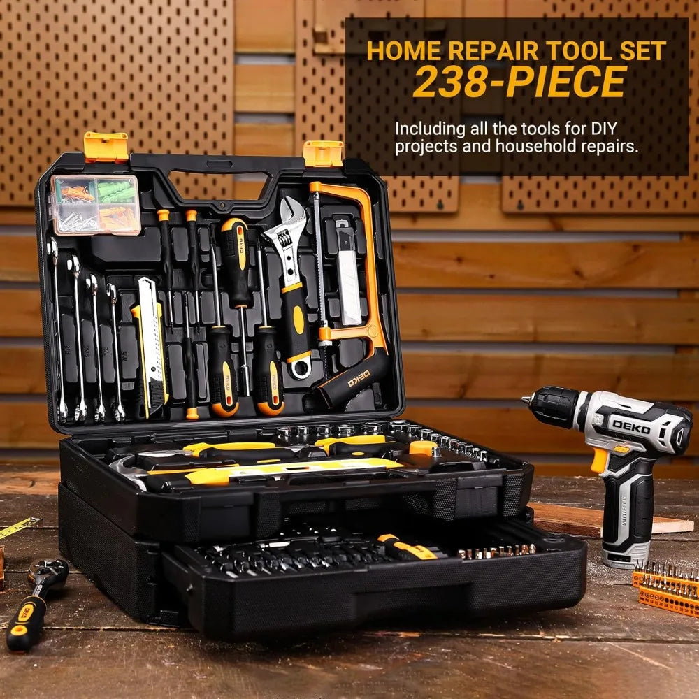 All-in-One Home Tool Kit with 12V Drill