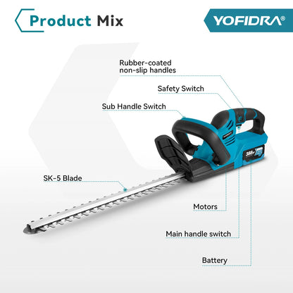 YOFIDRA 2000W Cordless Hedge & Brush Cutter