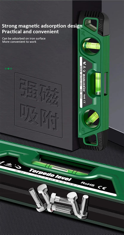 Heavy-Duty Magnetic Level – Shockproof, 3 Angles (225mm)