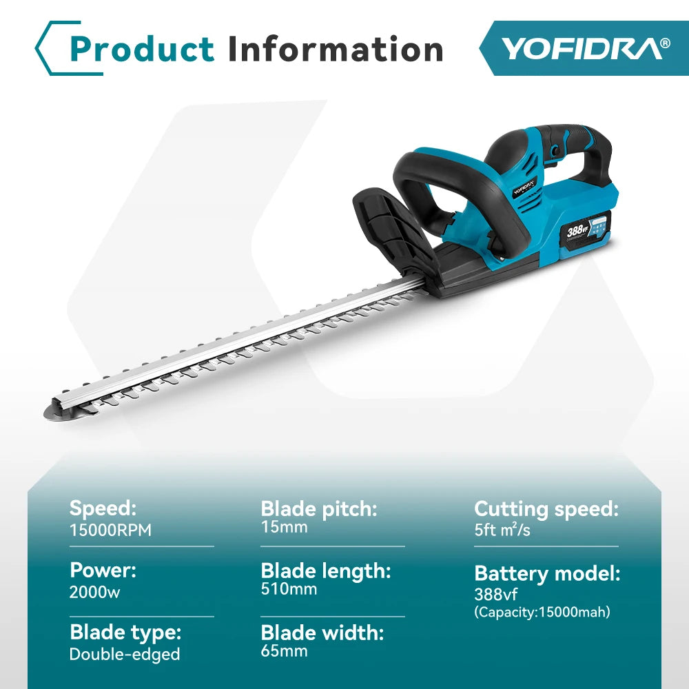 YOFIDRA 2000W Cordless Hedge & Brush Cutter