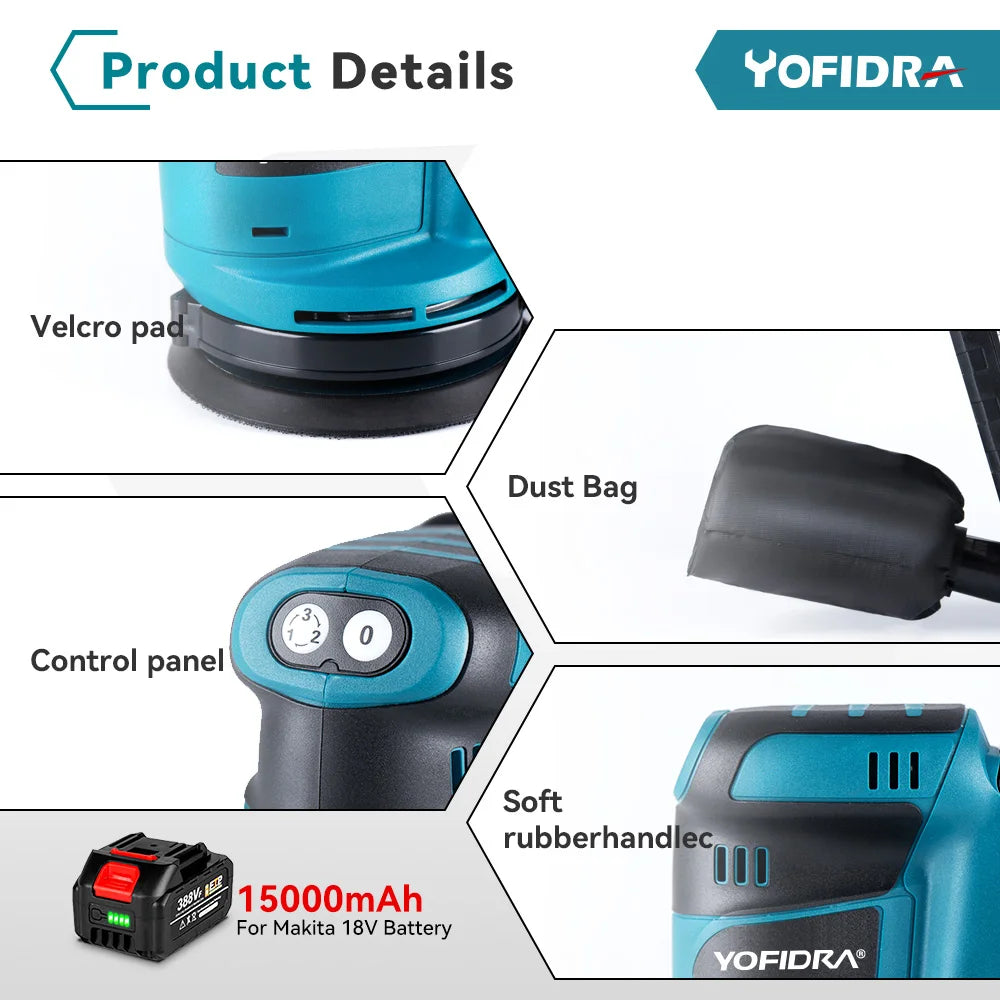 YOFIDRA 5-Inch Cordless Orbital Sander