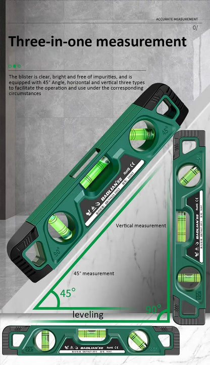 Heavy-Duty Magnetic Level – Shockproof, 3 Angles (225mm)