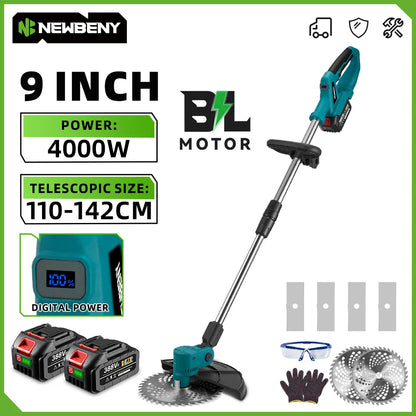 NEWBENY 9" Electric Grass Trimmer – Brushless, Powerful, Cordless